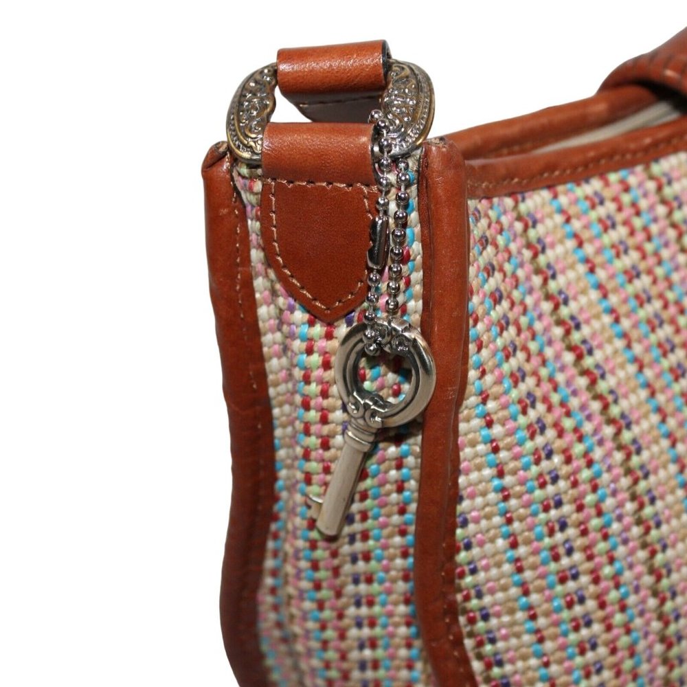 Fossil Fabric Woven Striped Multi Color Hobo Shou… - image 7